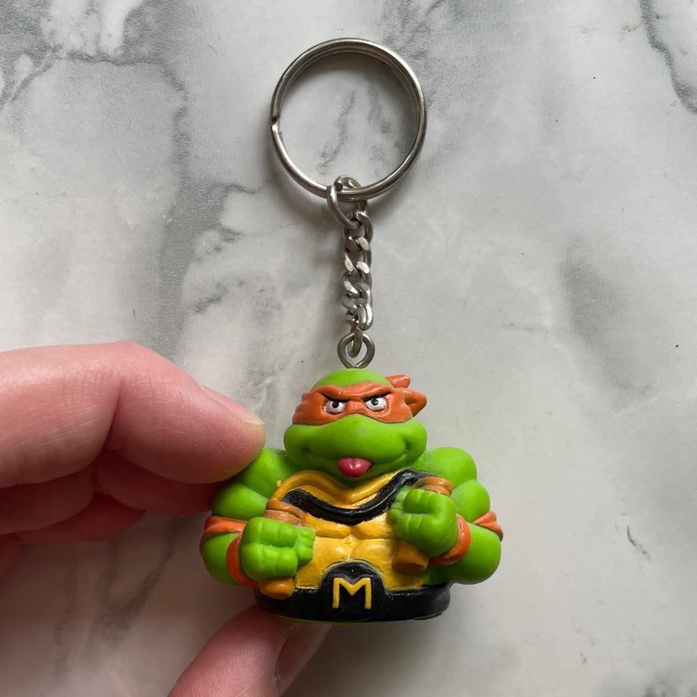 VINTAGE TMNT Teenage Mutant Ninja Turtles Mikey Michelangelo Keychain (Mirage)